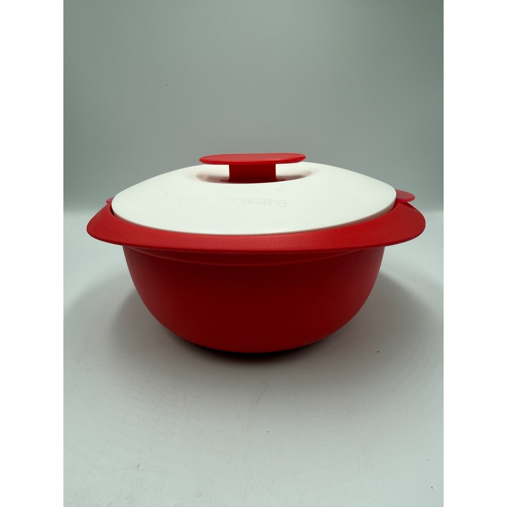Tupperware Microwave‎ Steamer Set 1.6L 1.5 Qt Red White 3 Piece Bowl Insert Lid